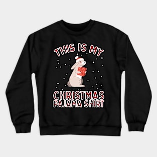 Funny Cute Christmas Rabbit Bunny Gift Pajama Santa Hat Xmas Crewneck Sweatshirt